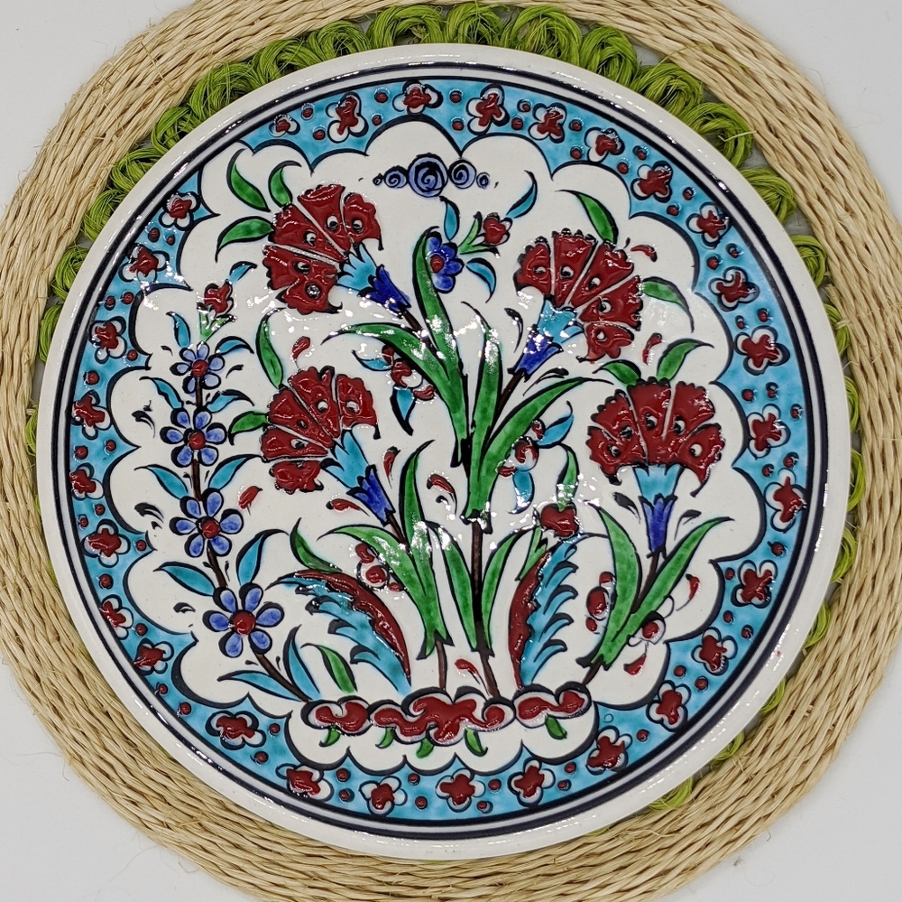 TURKISH IZNIK Floral Carnation Handmade Plate - Picture 2 of 6